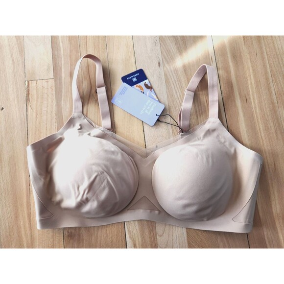 NEW Honeylove 2X 42C/D Crossover Full Coverage Bra SAND Wireless Seamless - Picture 2 of 9